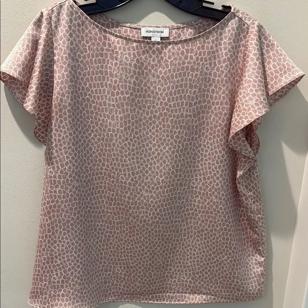 Nordstrom Pink Satin Patterned Women's Top size small